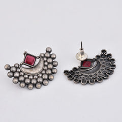 Crescent moon Studs Green Red
