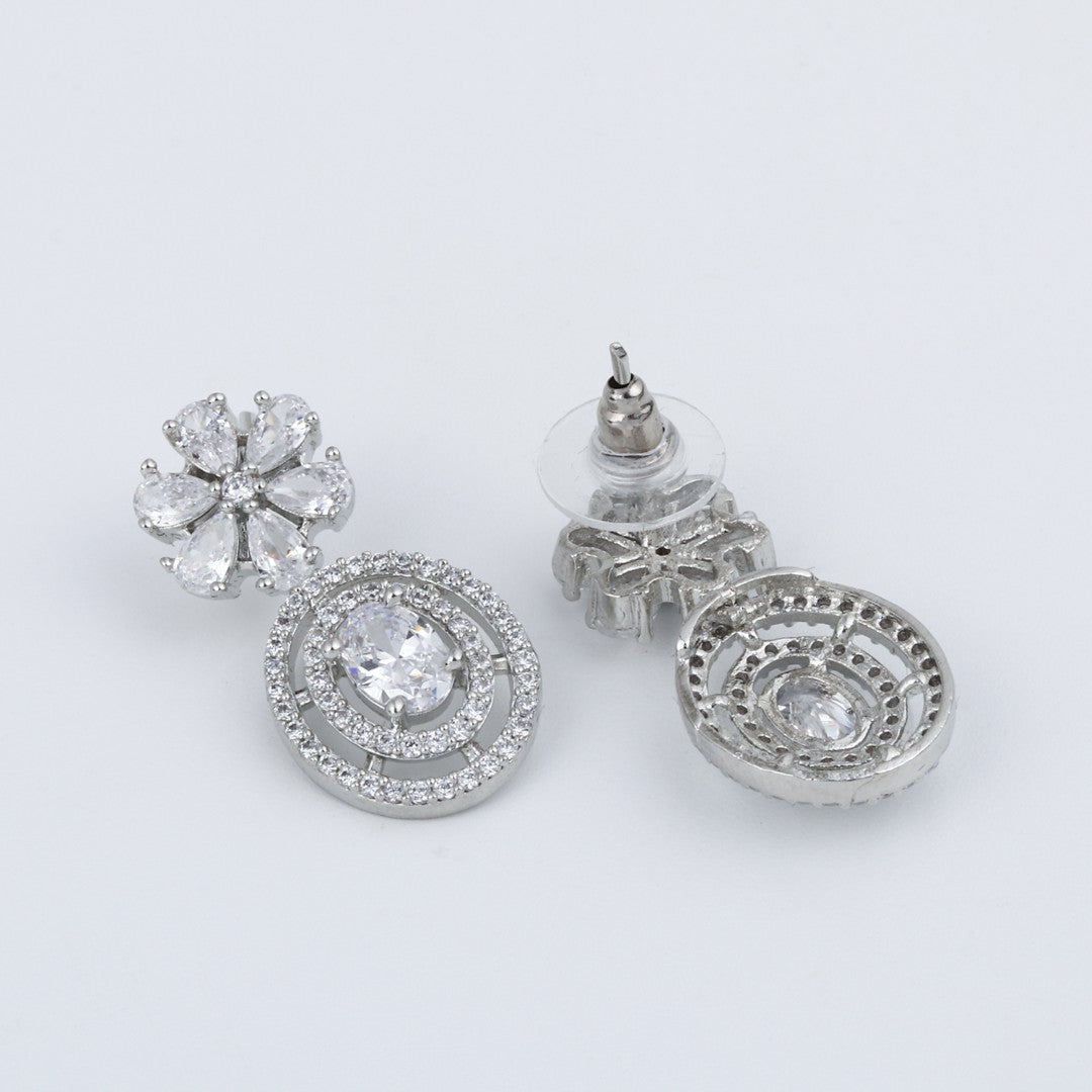 Rose Gold plated Flower Oval drop Earring