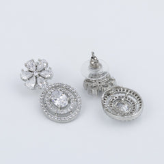 Rose Gold plated Flower Oval drop Earring