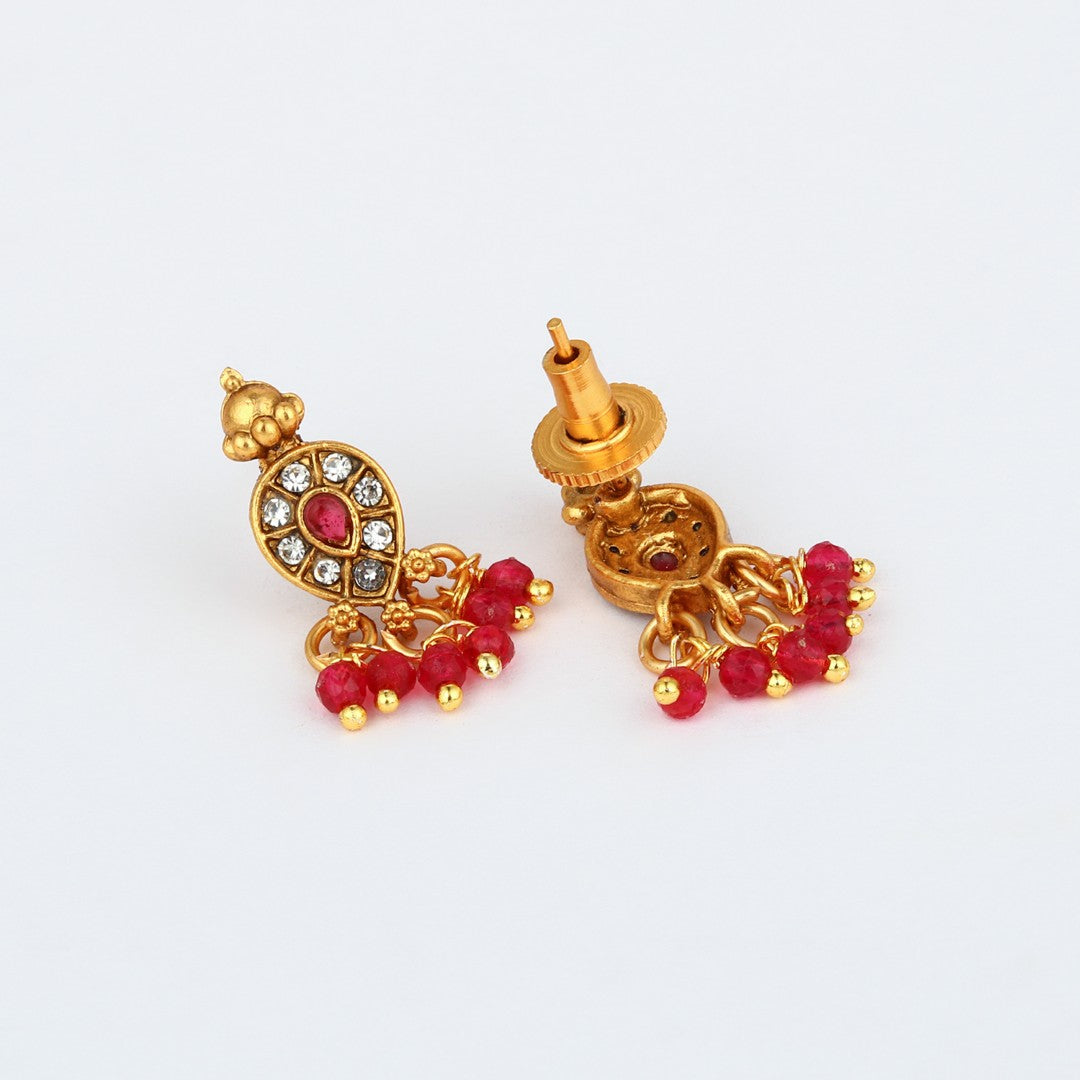 Ruby Emerald Filigree Necklace Earrings Set