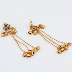 Gold-Plated Temple Bell Earrings- Multi