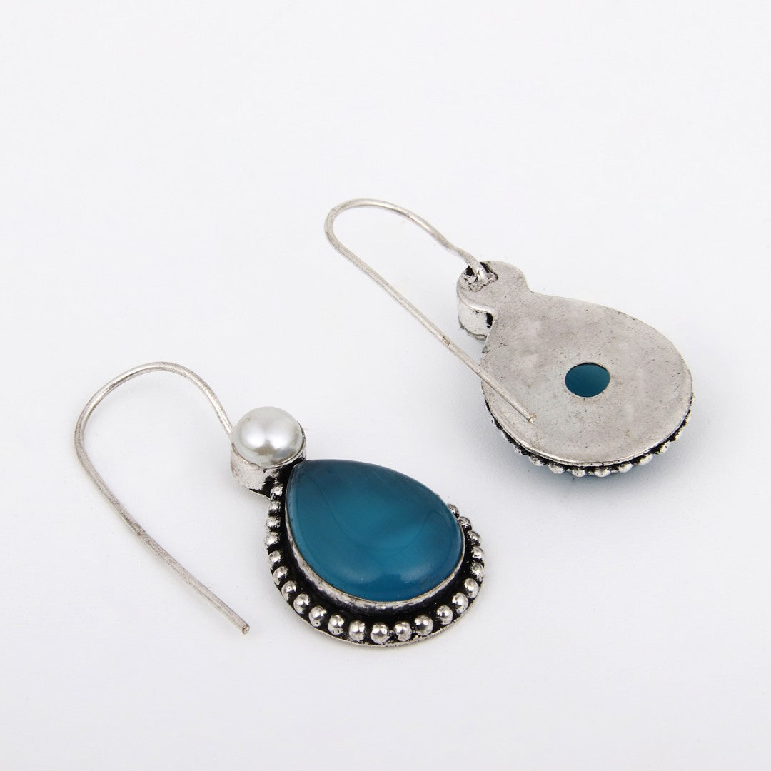 Set of two Monalisa drop earrings - blue & Orange