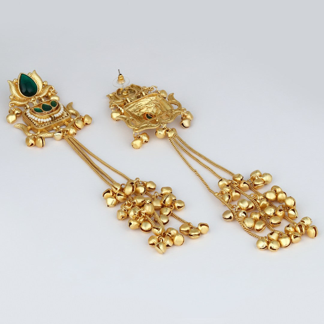 Emerald Lotus Drop Earrings