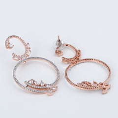 Rhodium-Plated Circular drop earring