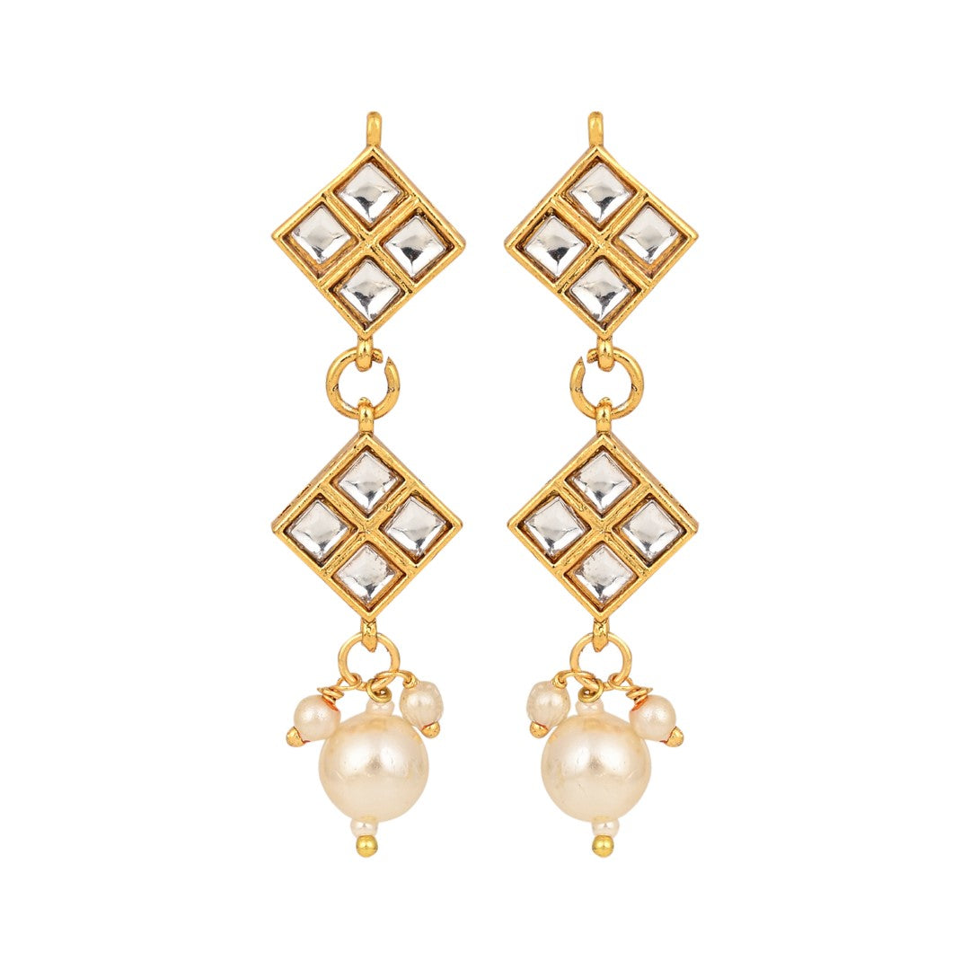 Elegant Green & White Kundan Necklace Set