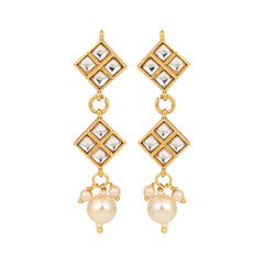 Elegant Green & White Kundan Necklace Set