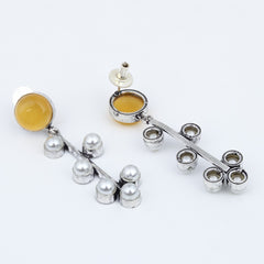 Yellow Stone & pearl drop Earring