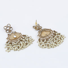 Contemporary kundan, MOP & Meenakari chandbali Earring