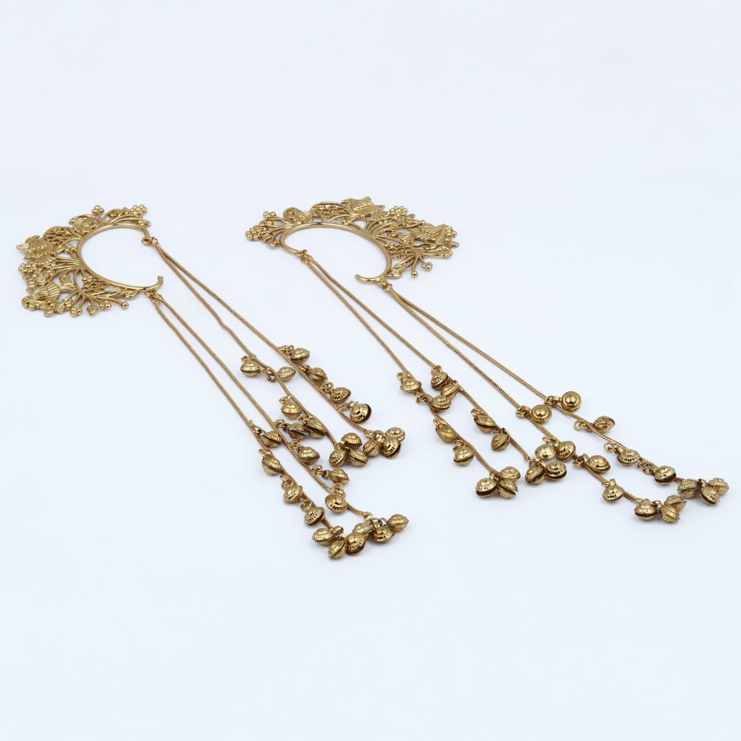 Samaira Gold Floral Ear Cuff Chain Earrings
