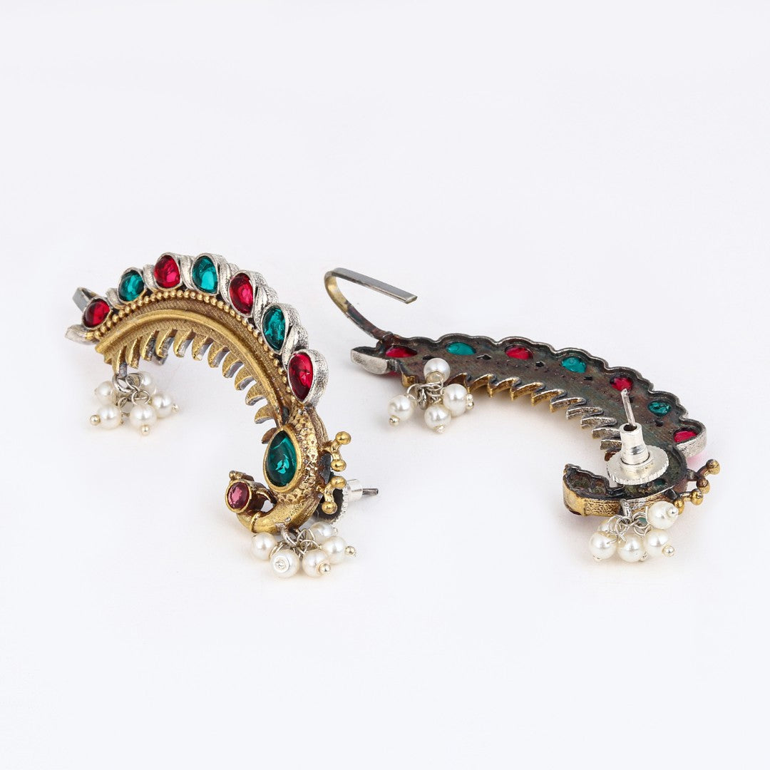 Peacock Crescent Earrings