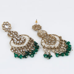 Gold plated & Meenakari Chandbali Green