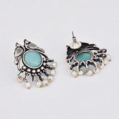 Silver plated bird studs Blue