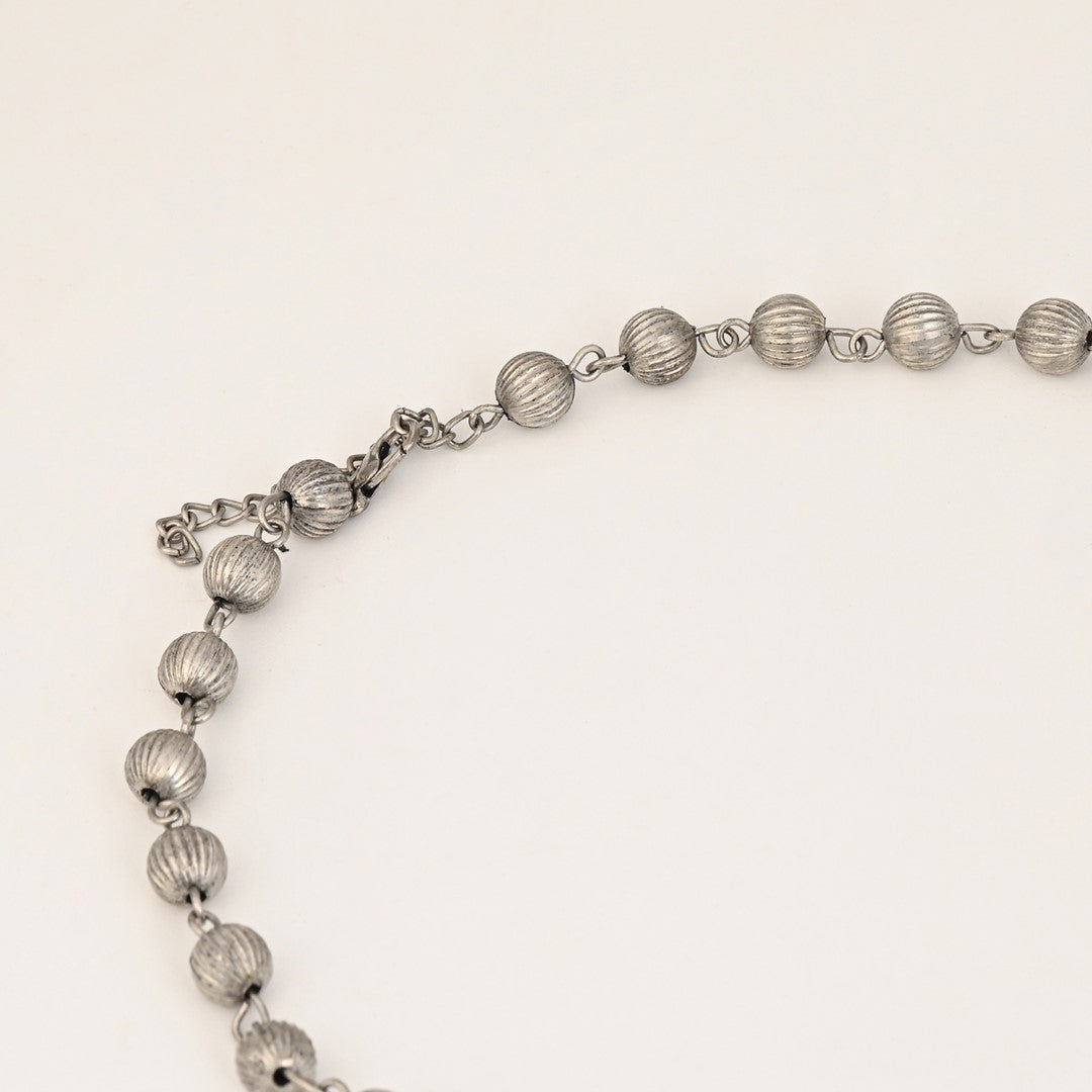 Silver Oxydised finish Crescent Pendant necklace set