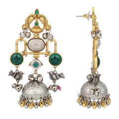 Dual tone Jhumka Earring - Green