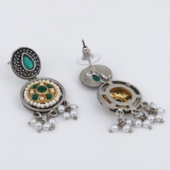 Stones & beads Circular Drop Earring - green