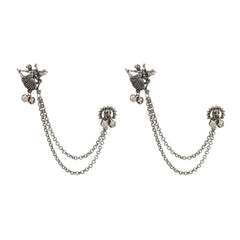 Oxidised Silver Dancing girl Ear Cuff with Chains