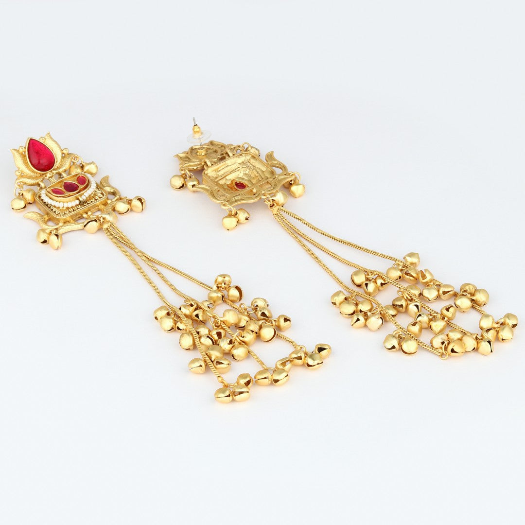 Ruby Lotus Drop Earrings