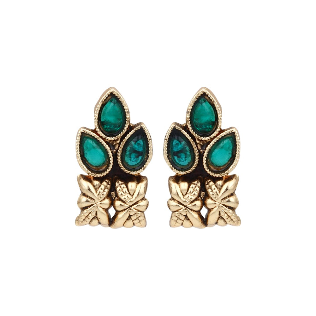 Gold Plated Delicate Necklace Set Green