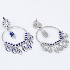 Silver plated White & Blue Meenakari Chandbali