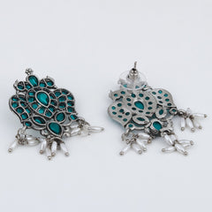 Stones Studded Bird Studs- Green