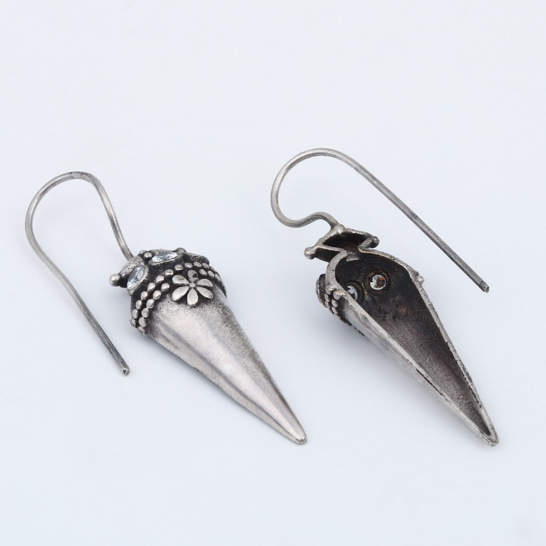 Oxidized Cone Drop Hook Earrings