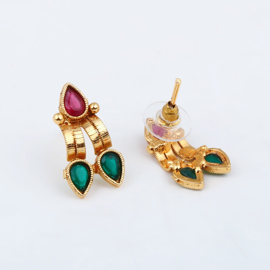 Multicolour Festive Gold-Tone Necklace & Earrings Set