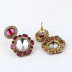 Statement earrings featuring a bold circular design with a vintage finish Wine