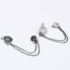 Oxidised SilverCircular Ear cuff with Chains