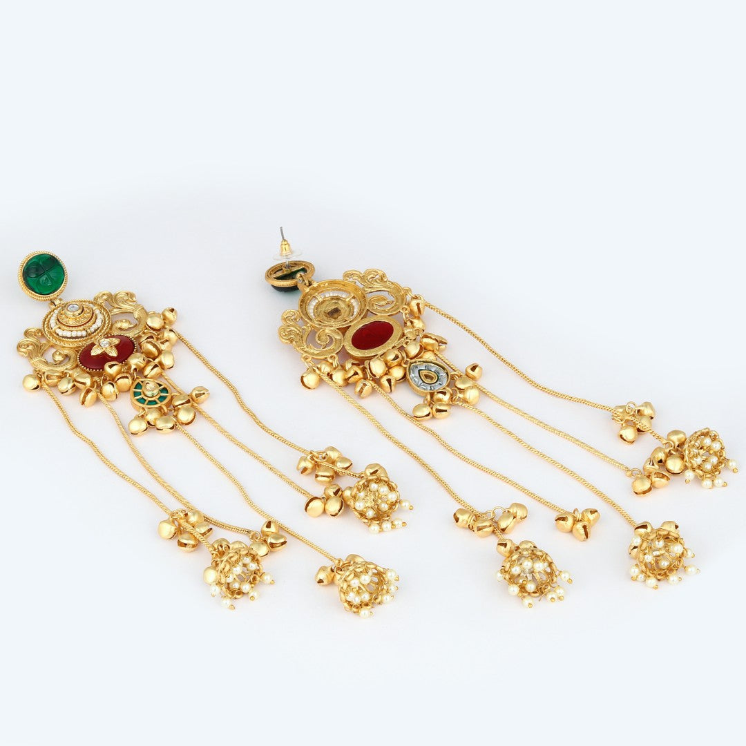 Emerald & Ruby Chandbali Chandelier Earrings