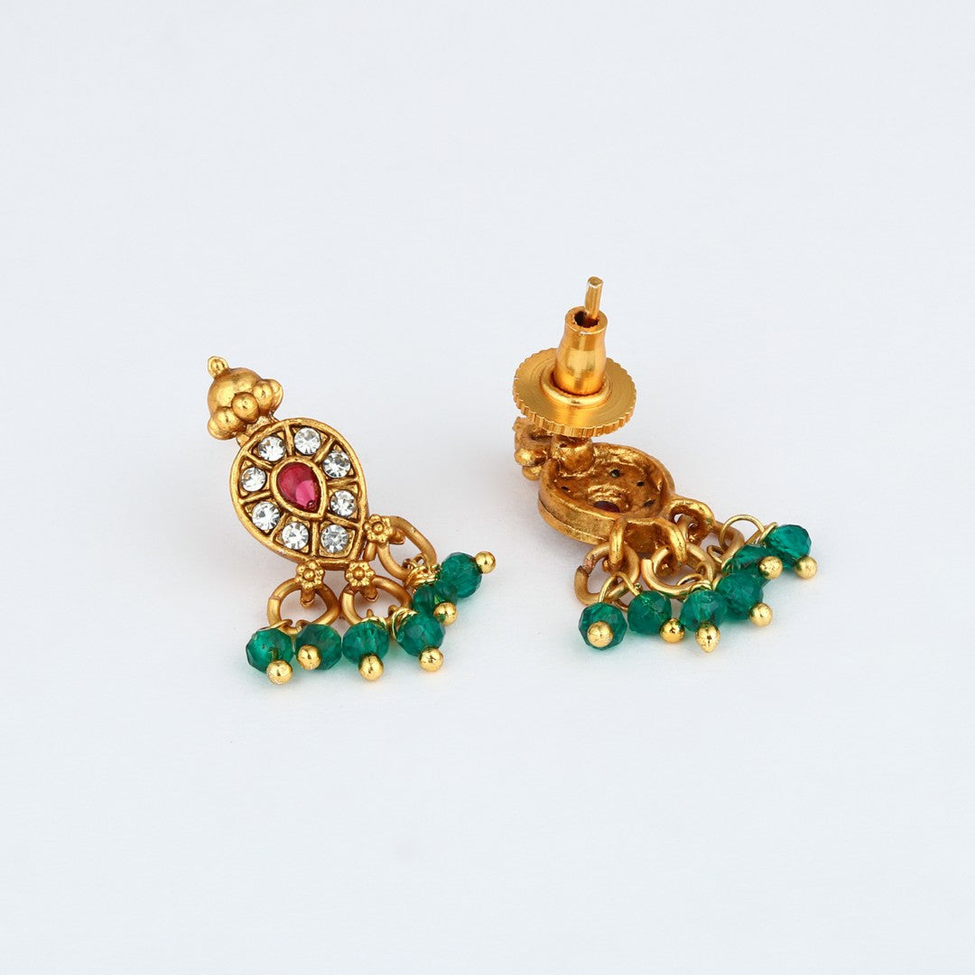 Ruby Emerald Filigree Necklace Earrings Set