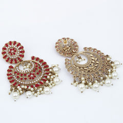 Circular Contemporary Chandbali - Red
