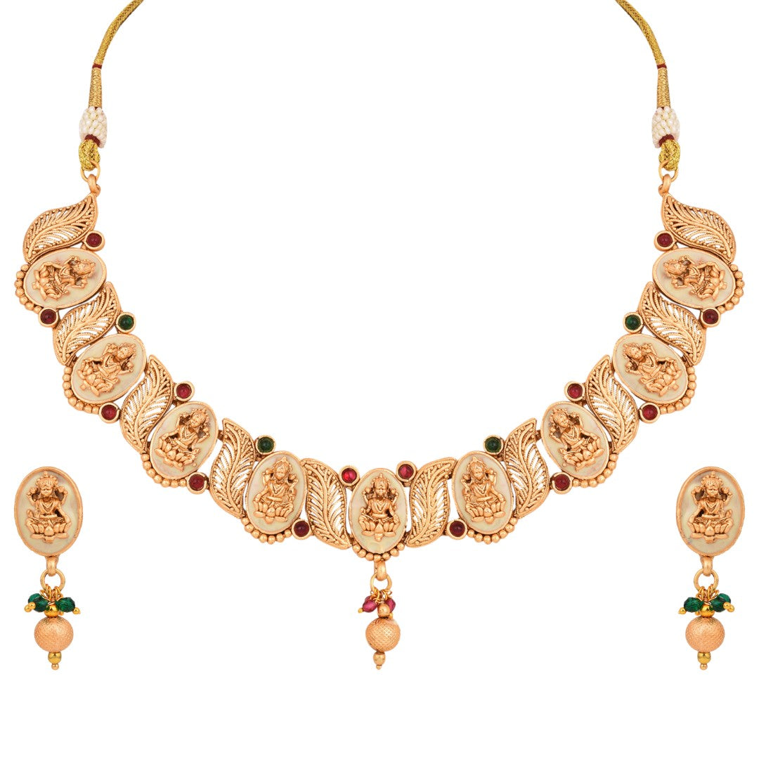 Temple Style Necklace Set with Mother of Pearl