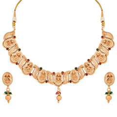 Temple Style Necklace Set with Mother of Pearl