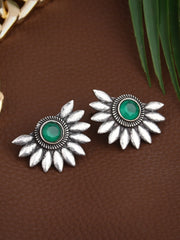 Silver Oxydised Flower Stud Earring