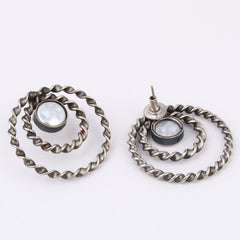 Circular Studs in silver Oxidised finish