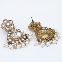 Gold plated Kundan & Pearl drop Earrings