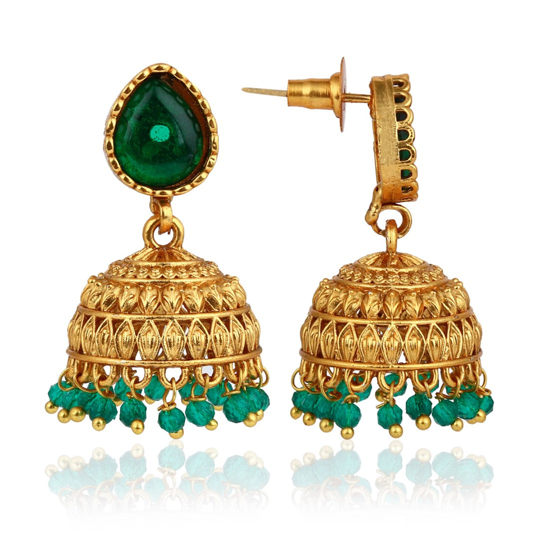 Teardrop Shaped Gold plated Jhumkas Earrings