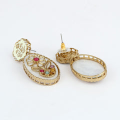 MOP Meenakari Floral Drop Earrings - Multi