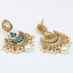 Gold-Plated Crescent Green Chandbalis