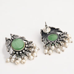 Silver plated bird studs Green