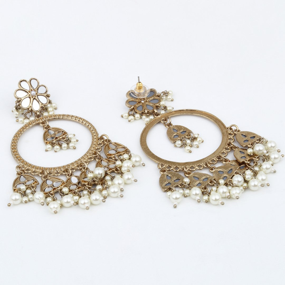 Gold-Toned Floral Chandbali Earrings