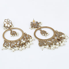 Gold-Toned Floral Chandbali Earrings
