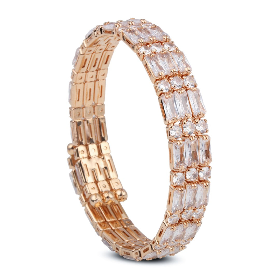 Rose Gold-Tone CZ Tennis Bracelet Bangle
