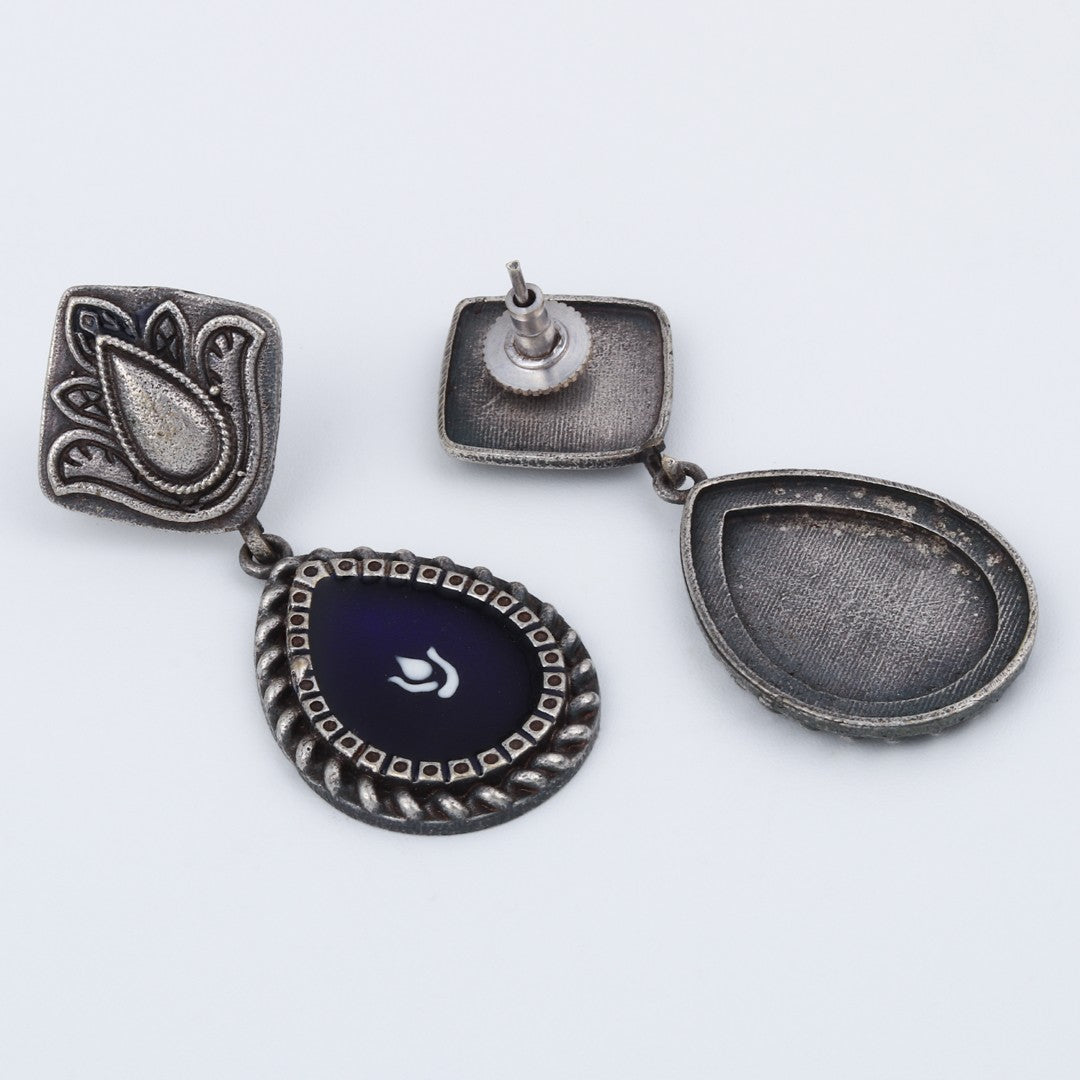 Hand-Painted Drop Earrings Blue