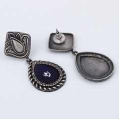 Hand-Painted Drop Earrings Blue