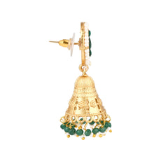 Gold plated, Brass Necklace & Earring Set - Green