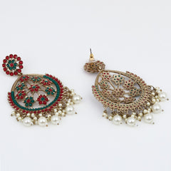 Gold-Plated Floral Motif Earrings Multi