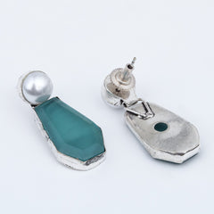 Women Silver-Plated Contemporary Drop Earrings - Blue