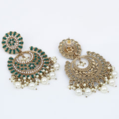 Circular Contemporary Chandbali - Green