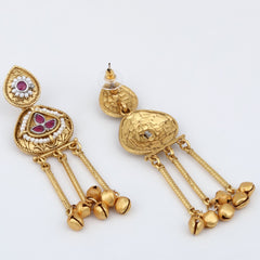 Antique Gold Temple Drop Earrings